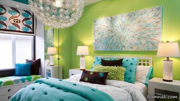 اتاق خواب سبز و آبی